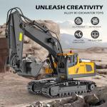 ADTHLIER Remote Control Excavator Toy for Boys 6-11 yrs Old,11-Channel RC Excavator Toy,with Metal Shovel,2.4Ghz RC Construction Vehicle,Ideal Gifts for Kids on