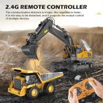 ADTHLIER Remote Control Excavator Toy for Boys 6-11 yrs Old,11-Channel RC Excavator Toy,with Metal Shovel,2.4Ghz RC Construction Vehicle,Ideal Gifts for Kids on