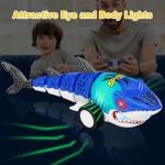 Kikikid Remote Control Shark Toys, RC Shark Cars with Led Light, Rechargeable RC Robot Toy for Kids, 360° Rotating & Swinging Tail, Birthday Gifts for Girls Boys Age 3-5 5-7 8-10