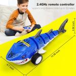 Kikikid Remote Control Shark Toys, RC Shark Cars with Led Light, Rechargeable RC Robot Toy for Kids, 360° Rotating & Swinging Tail, Birthday Gifts for Girls Boys Age 3-5 5-7 8-10