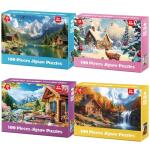 100 Piece Puzzles - Four Seasons Scenery Large Piece Puzzles for Senior Adults Kids Puzzle Ages 5-8 Jigsaw Puzzle for Kids Ages 4-6 6-8 8-10 Year Old Educational Toys for Girls Boys 4-Pack