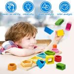 Symdiro Montessori Toys for 1 2 3 Year Old Boys Girls-Wooden Sorting & Stacking Toys for Baby Toddlers,Educational Shape Color Sorter Preschool Kids Gifts…