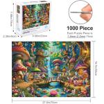 Rocorose Jigsaw Puzzle for Adults, 1000 Pieces Fairyland Mushroom House Puzzle Colorful Fairy Cottage Puzzle Challenging Family Perfect for Game Nights Party Butterfly Flower Decoration