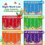 BAYSING Wooden Magnetic Sight Word Fishing Game for Toddlers, Alphabet Fish Catching Games Puzzle with Letters, Homeschool Sight Word Educational Toy for Age of 3,4,5,6 Year Old Kids, Boys & Girls