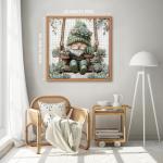 Cute Gnome Puzzles for Adults 1000 Piece, Nature Cactus Succulent Plant Themed, Funny Spring Gnome Jigsaw Puzzles Challenging