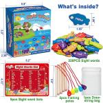 BAYSING Wooden Magnetic Sight Word Fishing Game for Toddlers, Alphabet Fish Catching Games Puzzle with Letters, Homeschool Sight Word Educational Toy for Age of 3,4,5,6 Year Old Kids, Boys & Girls