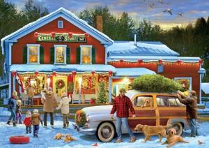 Buffalo Games General Store at Christmas Jigsaw Puzzle – 500 Piece Christmas Puzzle for Adults, Winter Holiday Art by Greg Giordano
