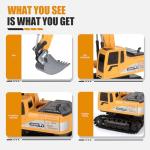 Jiakora Remote Control Excavator Toys for Boys, RC Excavator Toy for Boys 3 4 5 6 7 8 Year Old Kids Christmas Birthday Gift，RC Digger Truck Construction Vehicles with Metal Shovel & Light
