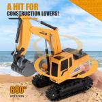 Jiakora Remote Control Excavator Toys for Boys, RC Excavator Toy for Boys 3 4 5 6 7 8 Year Old Kids Christmas Birthday Gift，RC Digger Truck Construction Vehicles with Metal Shovel & Light