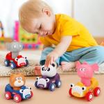 AugToy Press and Go Toy Cars for Toddlers 1-3 Push Go Animal Racing Baby Cars Toys Infant 6-12-18 Months Toys for 1 Year Old Boy Girl First Birthday Gifts for One Two 2 Year Old Toddler Toys 1-2 2-3