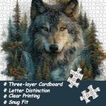 Wolf Puzzles for Adults 1000 Pieces, Landscape Forest Puzzles, Waterfall Nature Jigsaw Puzzle, Beautiful Animal Wolf Home Wall Decor