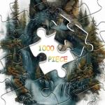 Wolf Puzzles for Adults 1000 Pieces, Landscape Forest Puzzles, Waterfall Nature Jigsaw Puzzle, Beautiful Animal Wolf Home Wall Decor