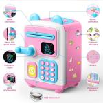 【Upgraded】 Piggy Bank, Face ID Password Unlocking Electronic Kids Bank ATM Security Unlocking Cash Coin Bank Toys Gifts for Kids, Coin Bank for 3 4 5 6 7 8 9 10 11 12 Year Old Girls Boys
