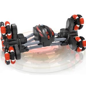 iappadore 2-in-1 Transform RC Stunt Car, 360° Flips & Upright Driving, All-Terrain Remote Control Toy with Headlights, Gift for Kids Ages 5-12