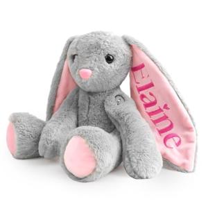 Spricoz Custom Bunny Stuffed Animal with Embroidered Name, Custom Stuffed Animals Bunny Plush Toys, Personalized Christmas Birthday Easter Gifts for Baby Toddler 1/2/3/4 Year Old Girls Boys(Bunny)