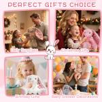 Spricoz Custom Bunny Stuffed Animal with Embroidered Name, Custom Stuffed Animals Bunny Plush Toys, Personalized Christmas Birthday Easter Gifts for Baby Toddler 1/2/3/4 Year Old Girls Boys(Bunny)