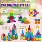 Ferthor Fun Travel Magnetic Tiles Mini，36 PCS Magnetic Blocks for Kids，Pocket-Sized Mini Magnet Tiles，Sensory & Montessori Toys for Boys & Girls 3 4 5 6 7 8+ Years Old