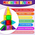 Ferthor Fun Travel Magnetic Tiles Mini，36 PCS Magnetic Blocks for Kids，Pocket-Sized Mini Magnet Tiles，Sensory & Montessori Toys for Boys & Girls 3 4 5 6 7 8+ Years Old
