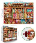 Circus Bookshelf Puzzles for Adults 1000 Pieces Colorful Vintage Artwork Jigsaw Puzzles with Letters on Back Hard Impossible Difficult Challenging Funny Family Puzzle (27.5"x19.6")