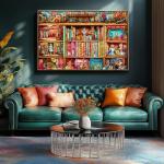 Circus Bookshelf Puzzles for Adults 1000 Pieces Colorful Vintage Artwork Jigsaw Puzzles with Letters on Back Hard Impossible Difficult Challenging Funny Family Puzzle (27.5"x19.6")