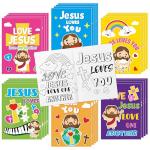 Dvbonike 24Pcs Jesus Loves You Coloring Books - Religious Bible DIY Color-in Pages Booklet Bulk Drawing Holiday Christian Activity Supplies for Sunday School Classroom Rewards Artwork Gift for Kids
