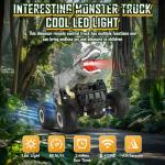 Manercey Remote Control Car, 2.4GHz 1:18 RC Cars with Light, 98FT 8KM/H 2-Rechargeable Battery, All Terrain Monster Remote Control Truck Toy, Christmas, Dinosaur Monster Trucks for Boy Age 4-7, Kid 6+