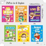 Dvbonike 24Pcs Jesus Loves You Coloring Books - Religious Bible DIY Color-in Pages Booklet Bulk Drawing Holiday Christian Activity Supplies for Sunday School Classroom Rewards Artwork Gift for Kids