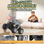 Manercey Remote Control Car, 2.4GHz 1:18 RC Cars with Light, 98FT 8KM/H 2-Rechargeable Battery, All Terrain Monster Remote Control Truck Toy, Christmas, Dinosaur Monster Trucks for Boy Age 4-7, Kid 6+