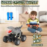 Manercey Remote Control Car, 2.4GHz 1:18 RC Cars with Light, 98FT 8KM/H 2-Rechargeable Battery, All Terrain Monster Remote Control Truck Toy, Christmas, Dinosaur Monster Trucks for Boy Age 4-7, Kid 6+