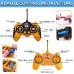 MQDMINI Remote Control Excavator and Dump Truck Toy Set - RC Construction Vehicles Toy with Barricades, Road Signs, Simulated Rocks, Lights and Sounds, Present for Toddlers 3-12 Year Boys Girls