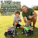 Manercey Remote Control Car, 2.4GHz 1:18 RC Cars with Light, 98FT 8KM/H 2-Rechargeable Battery, All Terrain Monster Remote Control Truck Toy, Christmas, Dinosaur Monster Trucks for Boy Age 4-7, Kid 6+