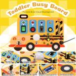 BXKX Montessori Busy Board, Toddler Learning Toys Educational Gift with LED Light Switches, Music, Locks, School Bus Shape, Busy Board Montessori Toys for Toddlers 1-3 Year Old Gifts