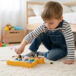 BXKX Montessori Busy Board, Toddler Learning Toys Educational Gift with LED Light Switches, Music, Locks, School Bus Shape, Busy Board Montessori Toys for Toddlers 1-3 Year Old Gifts