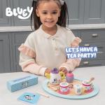 8th Wonder Bluey Toys Wooden Tea Party Set, 18-Piece Durable Toy Tea Set with Tray, Teapot, Teaspoons, and More, Pretend Play for Toddlers of Ages 3+