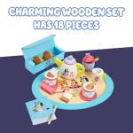 8th Wonder Bluey Toys Wooden Tea Party Set, 18-Piece Durable Toy Tea Set with Tray, Teapot, Teaspoons, and More, Pretend Play for Toddlers of Ages 3+