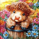 Highland Cow 500 Piece Puzzles for Adults Cute Cow Flower Animal Jigsaw Puzzles 500 Pieces Difficult Unique Family Challenging Puzzle (20"x20")