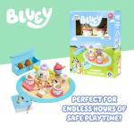8th Wonder Bluey Toys Wooden Tea Party Set, 18-Piece Durable Toy Tea Set with Tray, Teapot, Teaspoons, and More, Pretend Play for Toddlers of Ages 3+