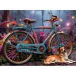 HQXXJW 500 Pieces Puzzle for Adults, Puzzles for Adults 500 Pieces, Fantasy Rainforest Bicycle Dog Jigsaw Puzzle, Challenging Perfect for Game Nights, 20.5 X 15 in