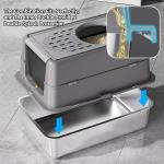 Large Flip-Top Stainless Steel Cat Litter Box