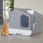 Extra Large Enclosed Cat Litter Box with Scoop