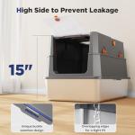 FURTIME Stainless Steel Large Enclosed Cat Litter Box