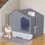 Extra Large Enclosed Cat Litter Box with Scoop