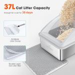 XL Stainless Steel Enclosed Litter Box for Cats