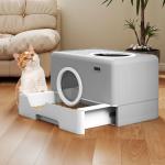 Gray Large Enclosed Cat Litter Box with Drawer