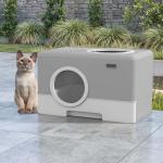 Gray Large Enclosed Cat Litter Box with Drawer