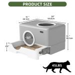 Gray Large Enclosed Cat Litter Box with Drawer