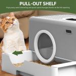 Gray Large Enclosed Cat Litter Box with Drawer