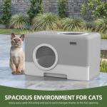 Gray Large Enclosed Cat Litter Box with Drawer