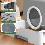 Gray Large Enclosed Cat Litter Box with Drawer