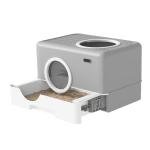 Gray Large Enclosed Cat Litter Box with Drawer